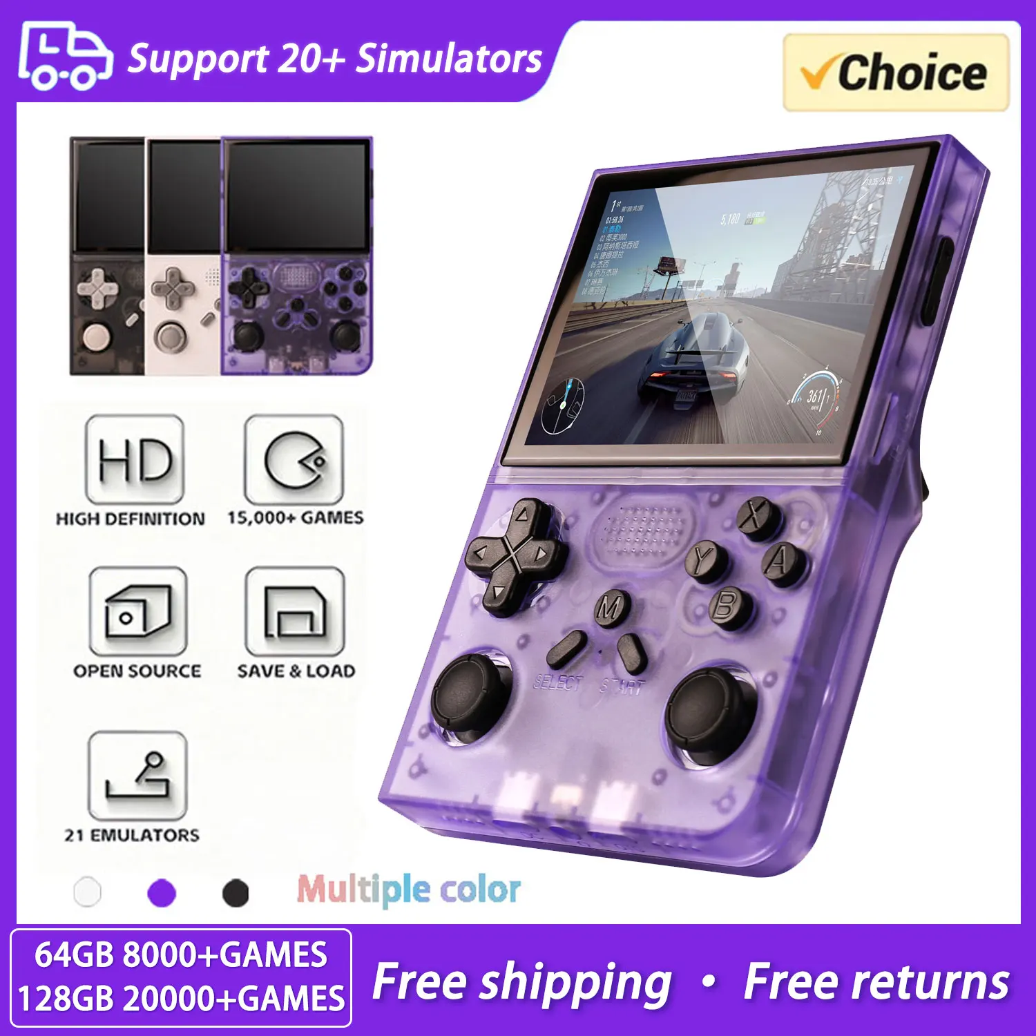 

Retro R40 Handheld Video Game Console 3.2 Inch IPS Screen 128GB Preloaded Games Portable Pocket Player Linux System