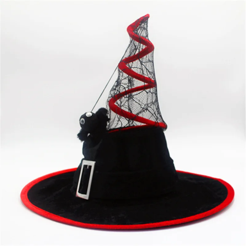 Hot Sale Black Gothic Witch Cosplay Costume performance wizard Lace hat Halloween