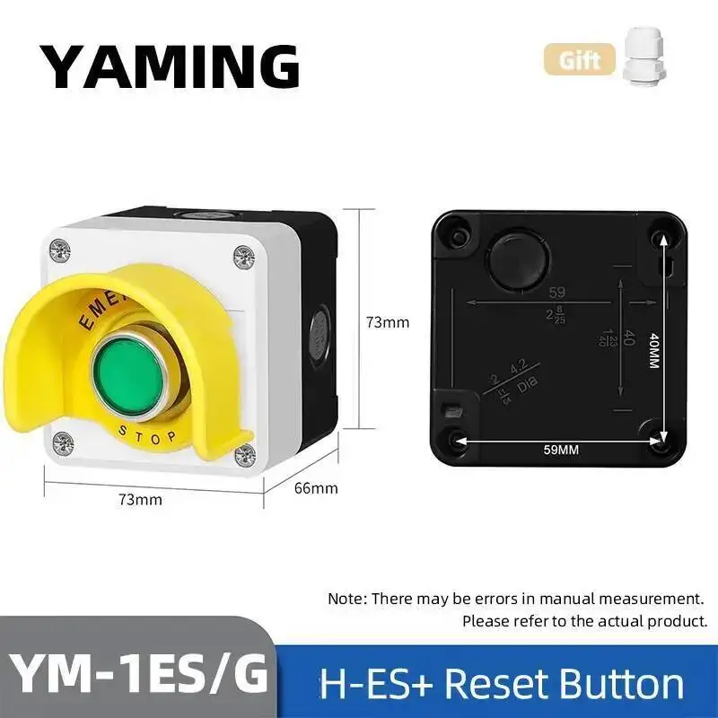 Button Switch Box DIY Knob Emergency Stop Self-Reset Anti-Misoperation Protective Cover Control Waterproof Start Stop Elevator