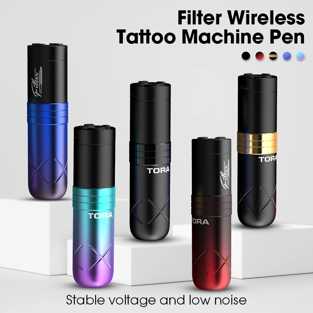 Filter TORA Wireless Tattoo Machine Pen Cartridge Rotaty Tattoo Pen Portable Power Pack Battery 1600mAh LED for Tattoo Needles