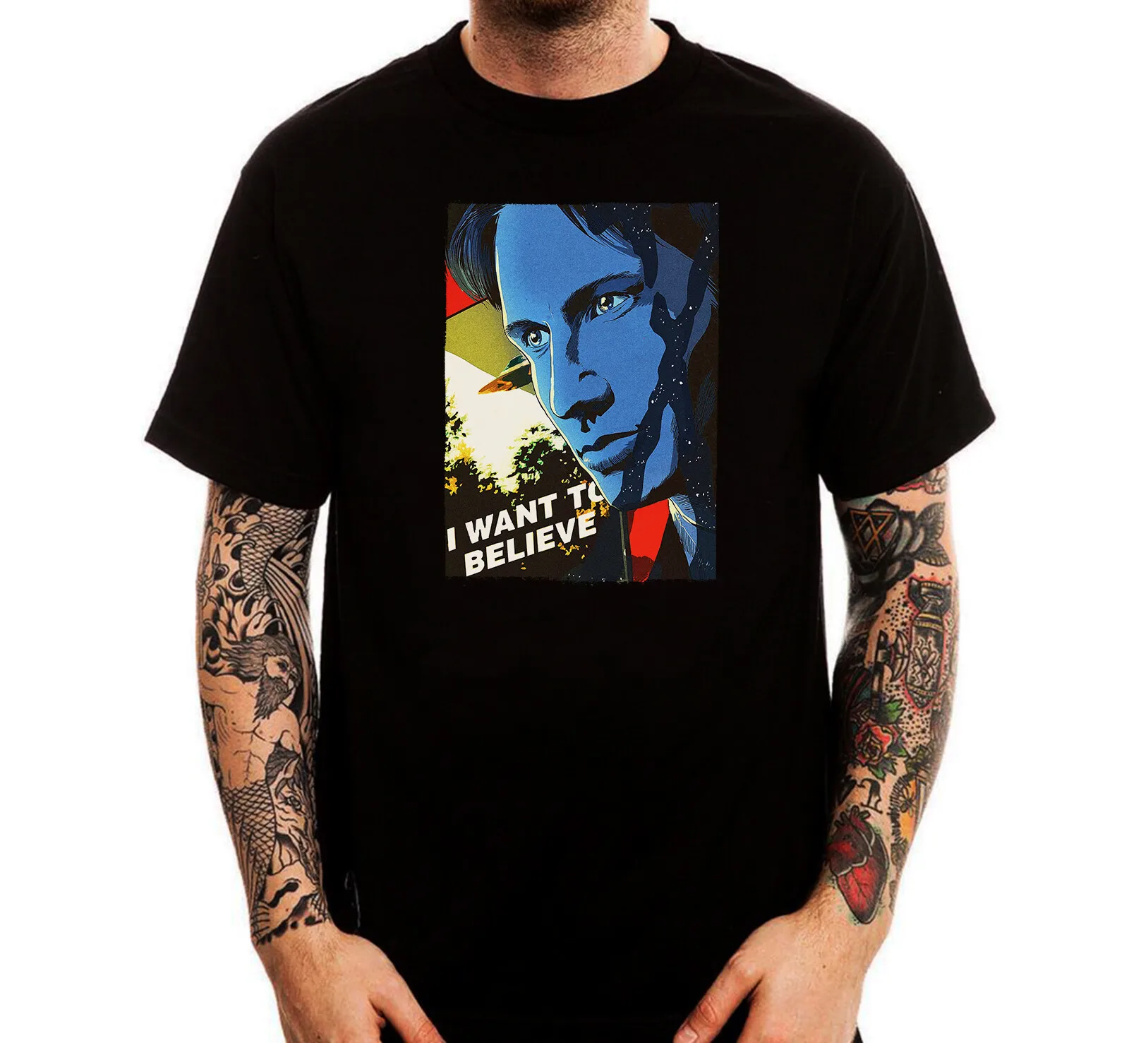 

Мужская хлопковая футболка с принтом I Want to Believe The Truth is out There