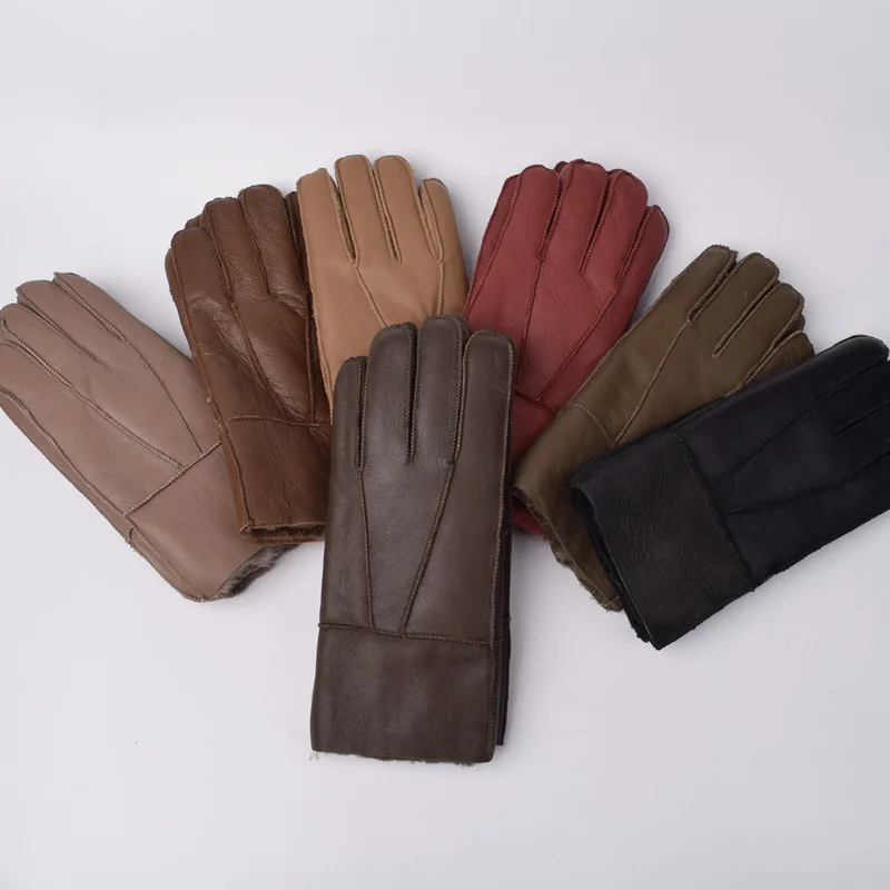 

New Winter Fur Integrated Gloves Solid Multi-Color Sheepskin Wool Outdoor Cycling Gloves Women's Thick Warm Finger Gloves