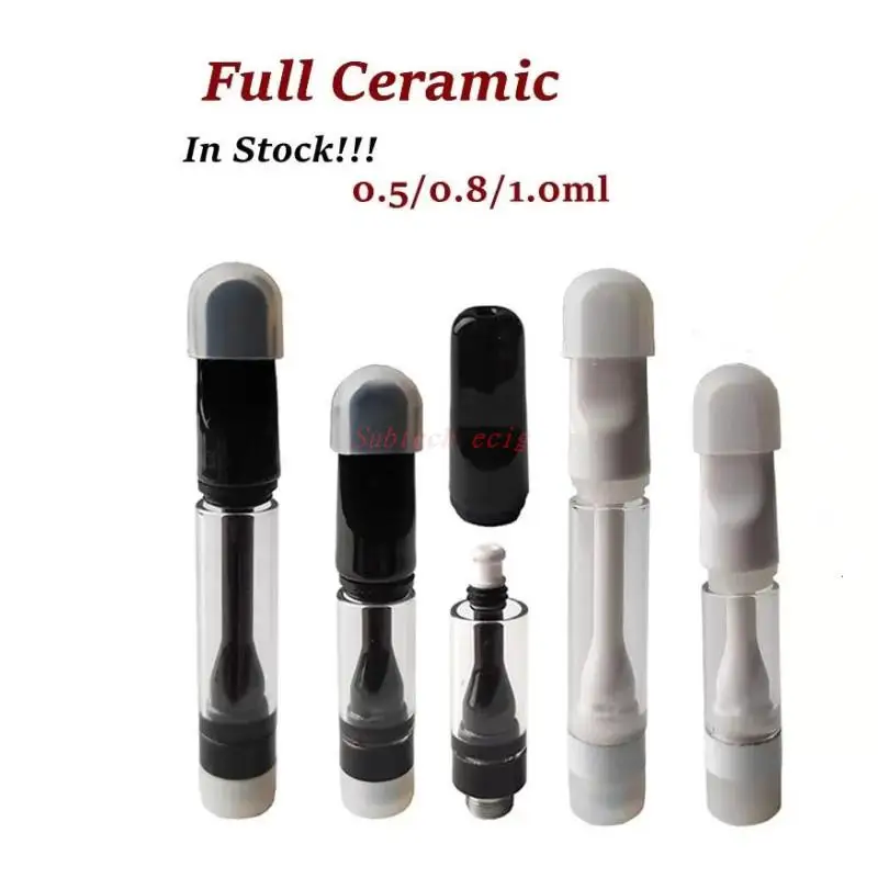 

10pcs Full Ceramic Vape Cartridge Vapes Pen Atomizer Lead Free 510 Thread Cartridges 0.5ML 1ML E Cigarettes Thick Oil Vaporizer