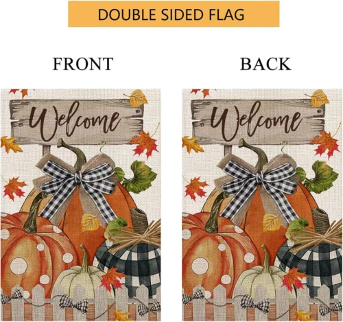 Decorative Thanksgiving Pumpkin Garden Flag 12 X 18 Doule-Sided Welcome Yard Fla