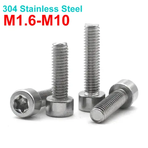 5-100pcs M1.6 M2 M2.5 M3 M4 M5 M6 M8 M10 304 Stainless Steel Cylindrical Head Six-Lobe Torx Cap Head Screw Bolt GB2671.2