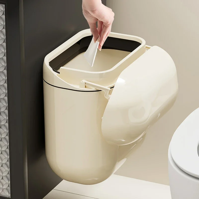 Kitchen Wastebasket Trash Can Recycle Bin Hanging Wall-mounted Toilet Paper Storage Bucket Lid Garbage Cube Litter Bins Dump