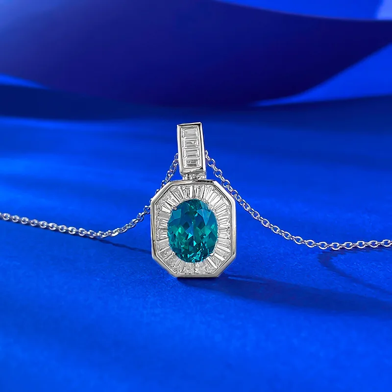 S925 Silver Para Green Pendant for Women, Light Luxury, Personalized, High End, Clavicle Chain Necklace