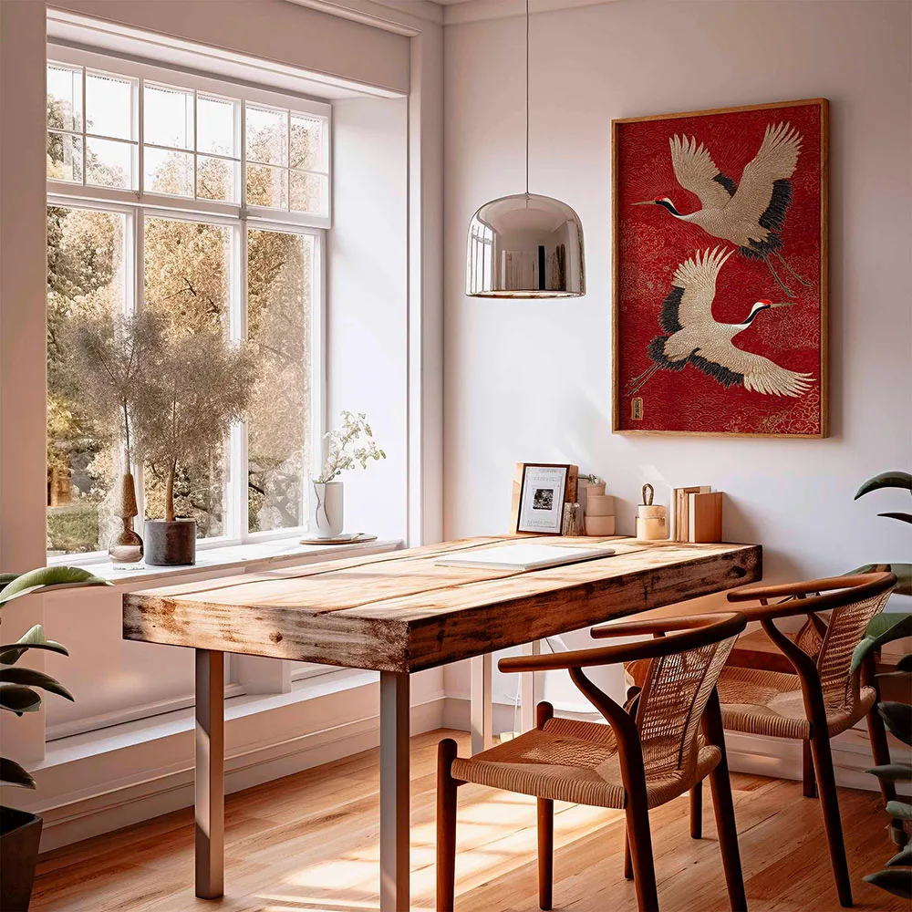 Japanese Flying Cranes Canvas Prints Poster Vintage Japandi Aesthetics Art Prints Bedroom Wall Art Home Decor Poster
