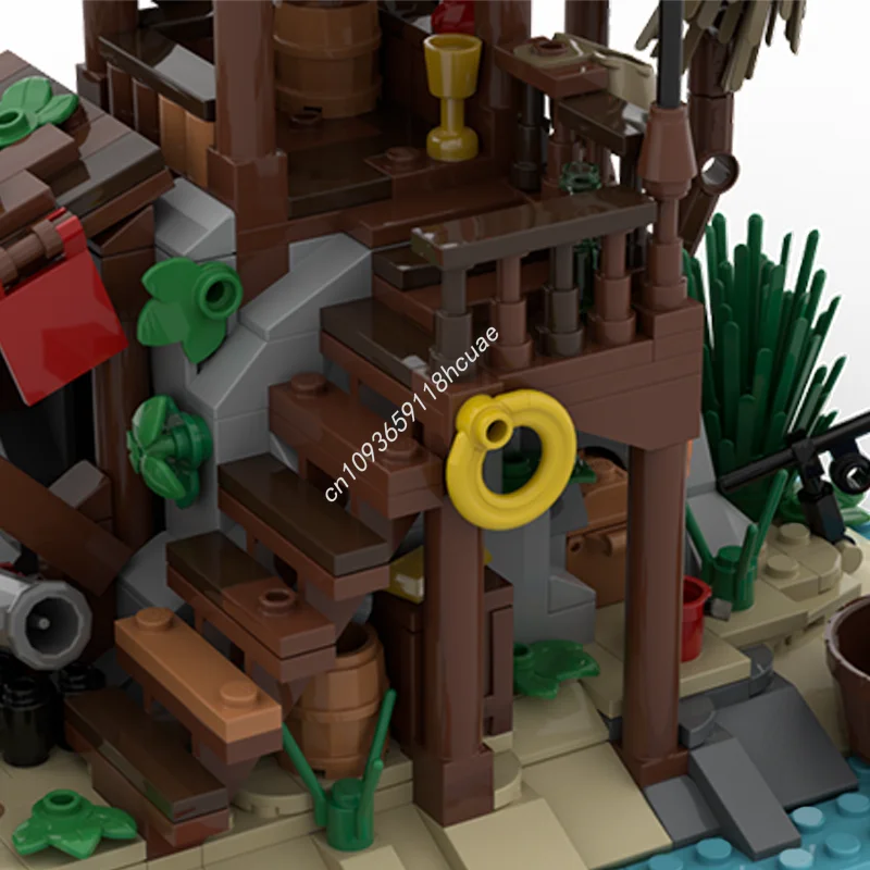 538PCS MOC Pirate Shipwreck Island Remake Modular Model Building Blocks Stacking Bricks Creative Educational Toys Kid Gift Diy