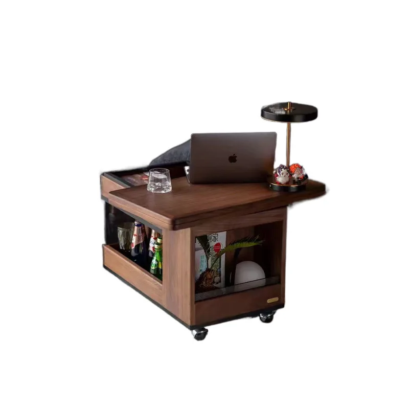

Solid wood coffee table trolley sofa living room folding small apartment household mobile multi-functional tea table