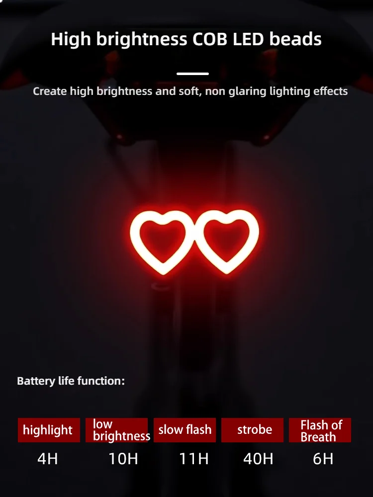 TOSUOD-luces traseras para bicicleta de montaña y carretera, luces de conducción nocturna, advertencia de amor para niños, luces para correr de noche, equipo de equitación