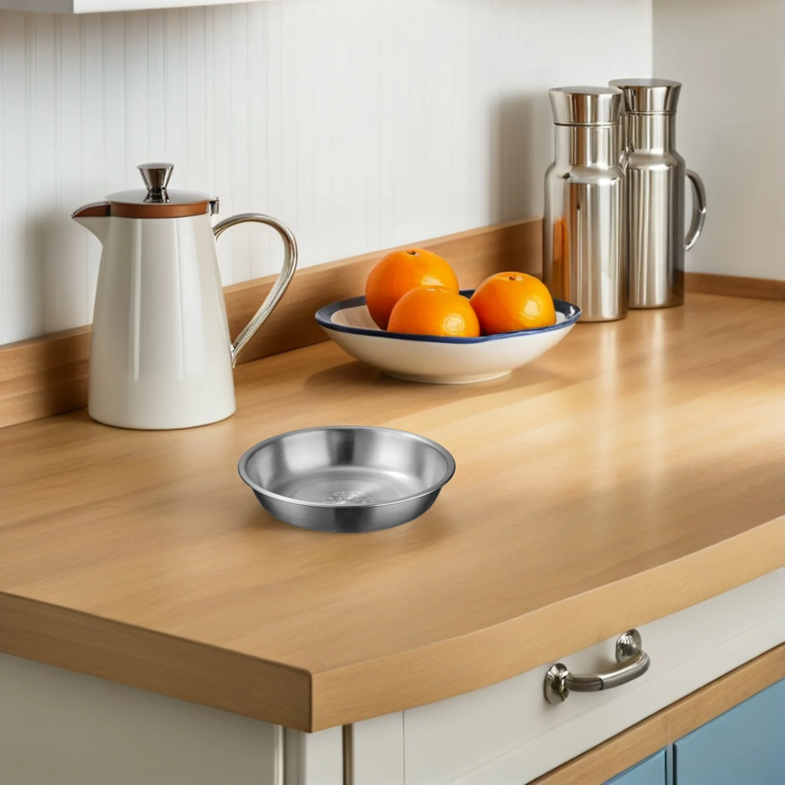 

4pcs Stainless Steel Fruit Plate Round Serving Bowl For Soup Salad Dinner Steaming Tray Kitchen Tableware Appetizer Platter