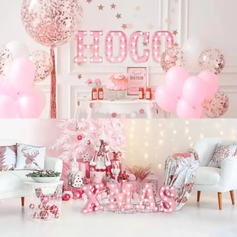 16cm Size LED Light Letters 26 English Letters Luminous Design Luminous Letters Pink Color Pink Glitter Alphabet Lamp
