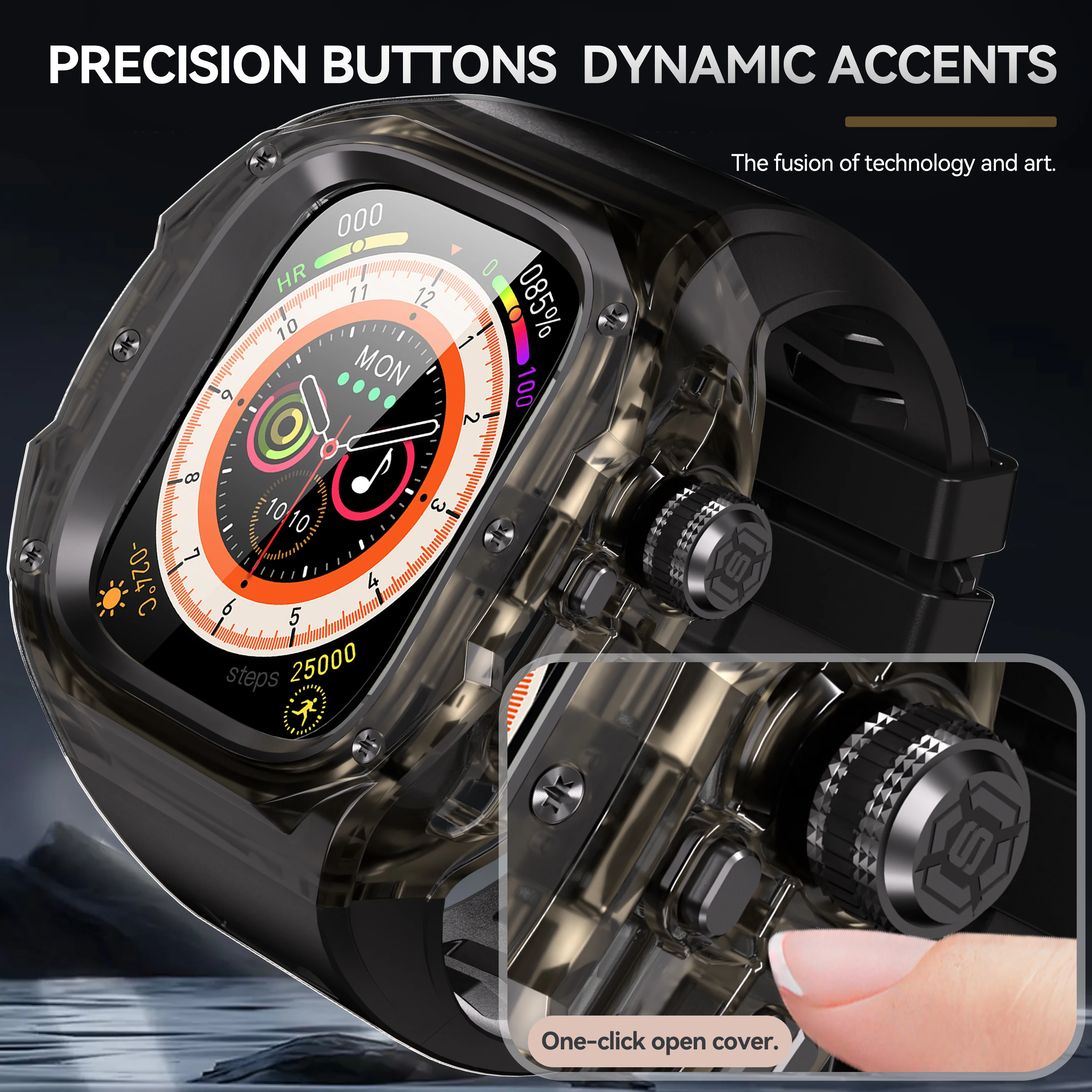 Sport Silicone Strap for Apple Watch Ultra 1-2-3 49mm, Metal Case, Essential for Outdoor Sports and Drop Protection