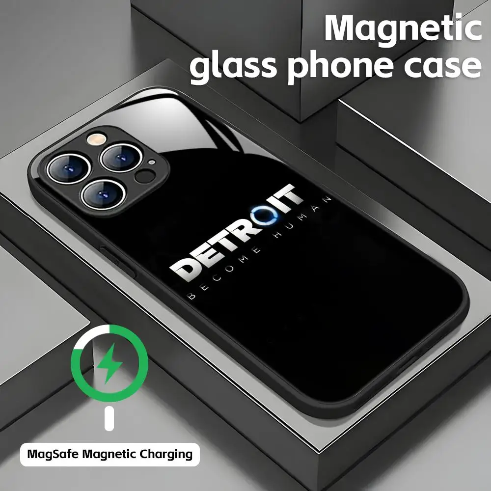 Coque de téléphone magnétique en verre pour iPhone 17 16 15 14 13 12 11 X XR XS 8 Plus Mini Pro Max, motif jeu classique Detroit: Become Human