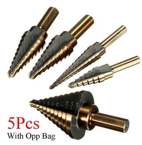 HSS 4241 Cobalt Multiple Hole  Step Drill Bit Set Tools Aluminum Case Metal Drilling Tool for Metal Wood Step Cone Drill