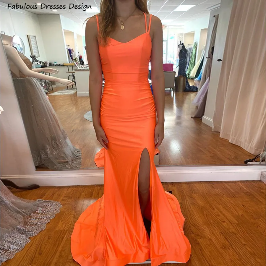 

Sexy Criss-cross Backless Slit Bridesmaid Dresses Long Mermaid Pleat Sweep Train Wedding Guest Dress Women Prom Party Gown