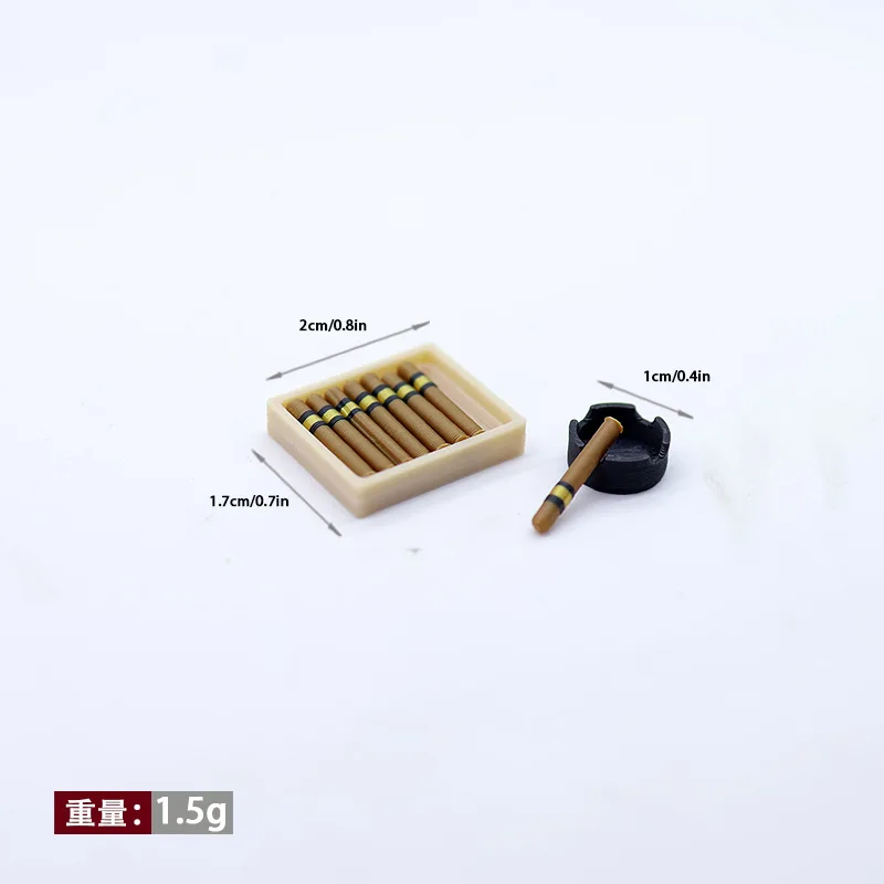 1set Mini Cigar Ashtray Set with Cigarettes Model Realistic Dollhouse Miniature Smoke Prop Scene 1:12 Decoration Home Decor