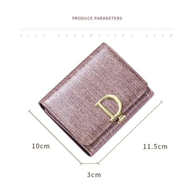 Bright Fashion Women Cowhide Leather Wallet Anti Rfid Card Holder Short Purse for Girl