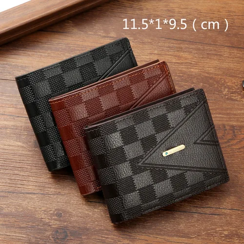 Cartera corta para hombre, cepillo antirrobo, billetera de negocios antidesmagnetización, luz cruzada juvenil, lujo, gran capacidad, multitarjeta