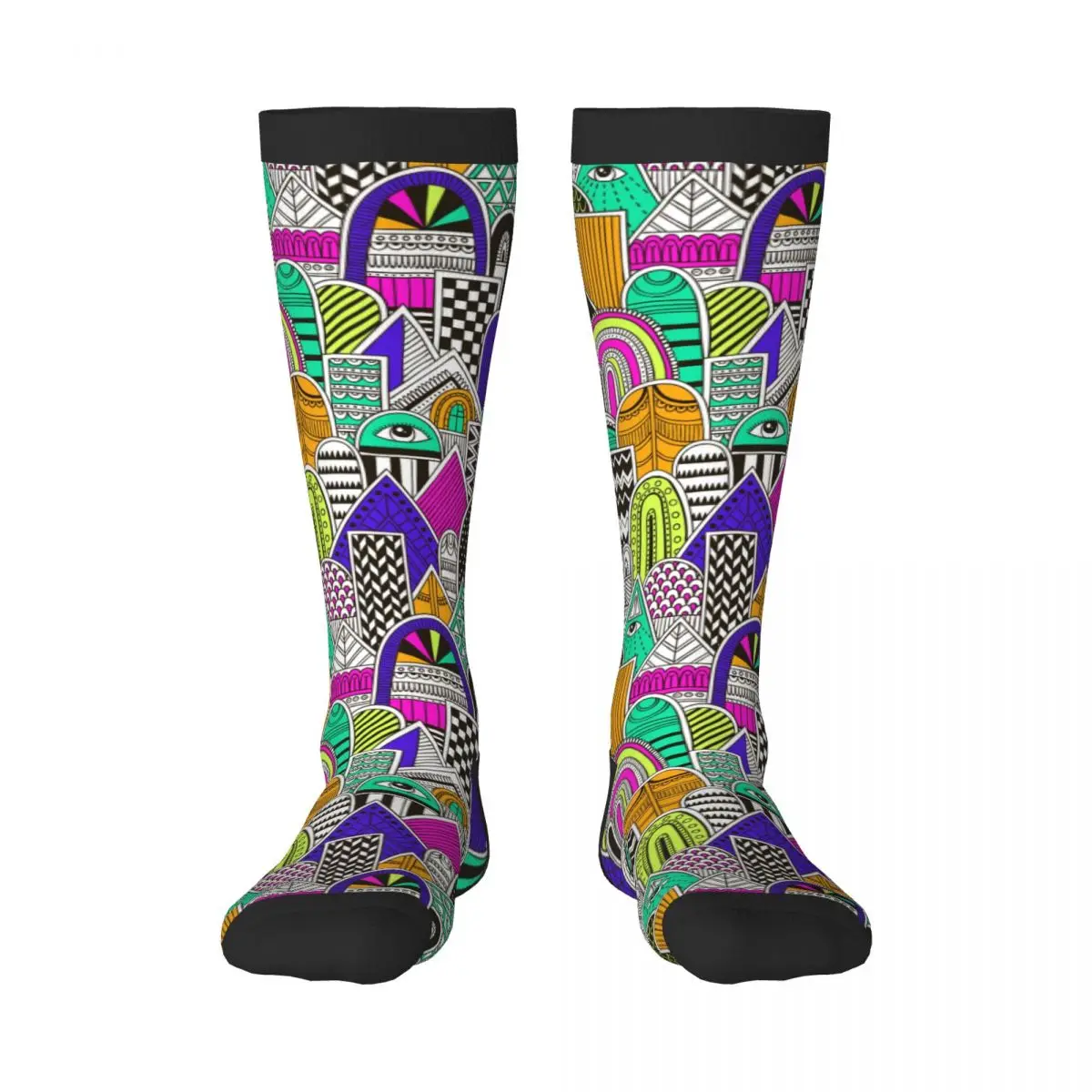 

Spring/autumn over the knee socks Ethnic Tribal Geometric 80s 90s school dance long stocking