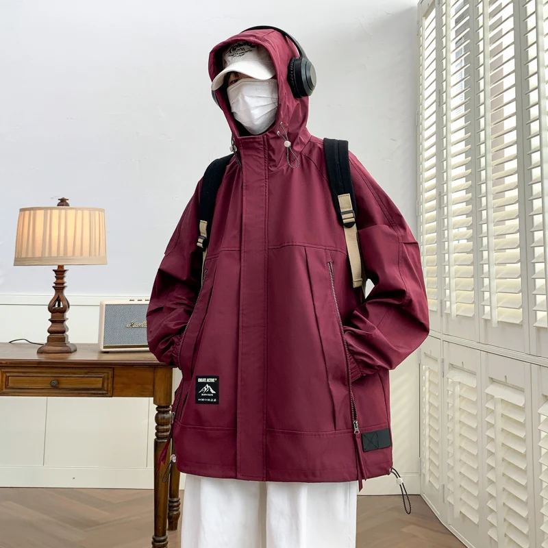 

Водонепроницаемый Тренч для скалолазания, уличная ветрозащитная ветровка, уличное свободное пальто большого размера, весенне-осенняя повседневная мужская куртка с капюшоном