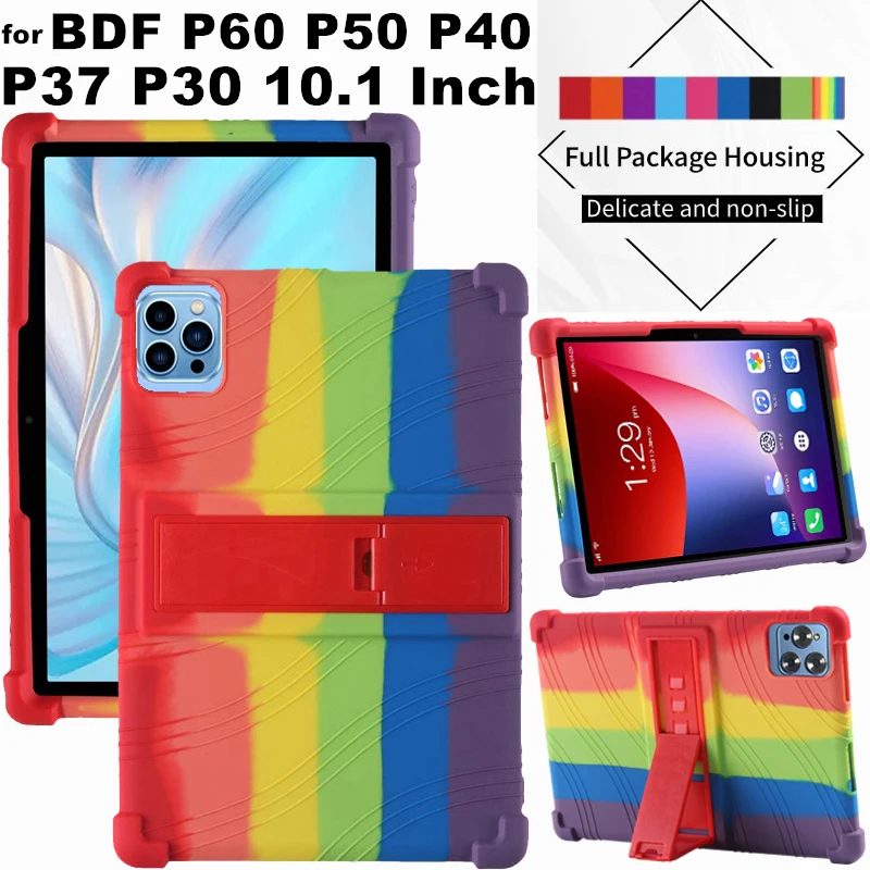 for BDF P60 P50 P40 P37 P30 10.1 Inch Android Tablet Case Super Shockproof Soft Silicone Protective Case Stand Cover