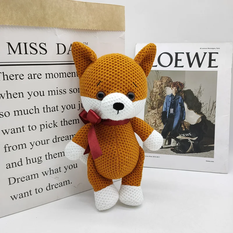 Kawaii Cartoon Knitted Animal Plush Doll Rabbit Owl Fox Bear Plush Toy Home Decoration Sleep Soothing Gift For Boys And Girls