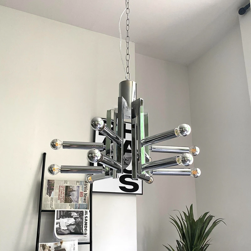 Z-Shaped Geometric Chandelier Antique Bauhaus Space Age Bedroom Dining Room Small Lamp in the Living Room