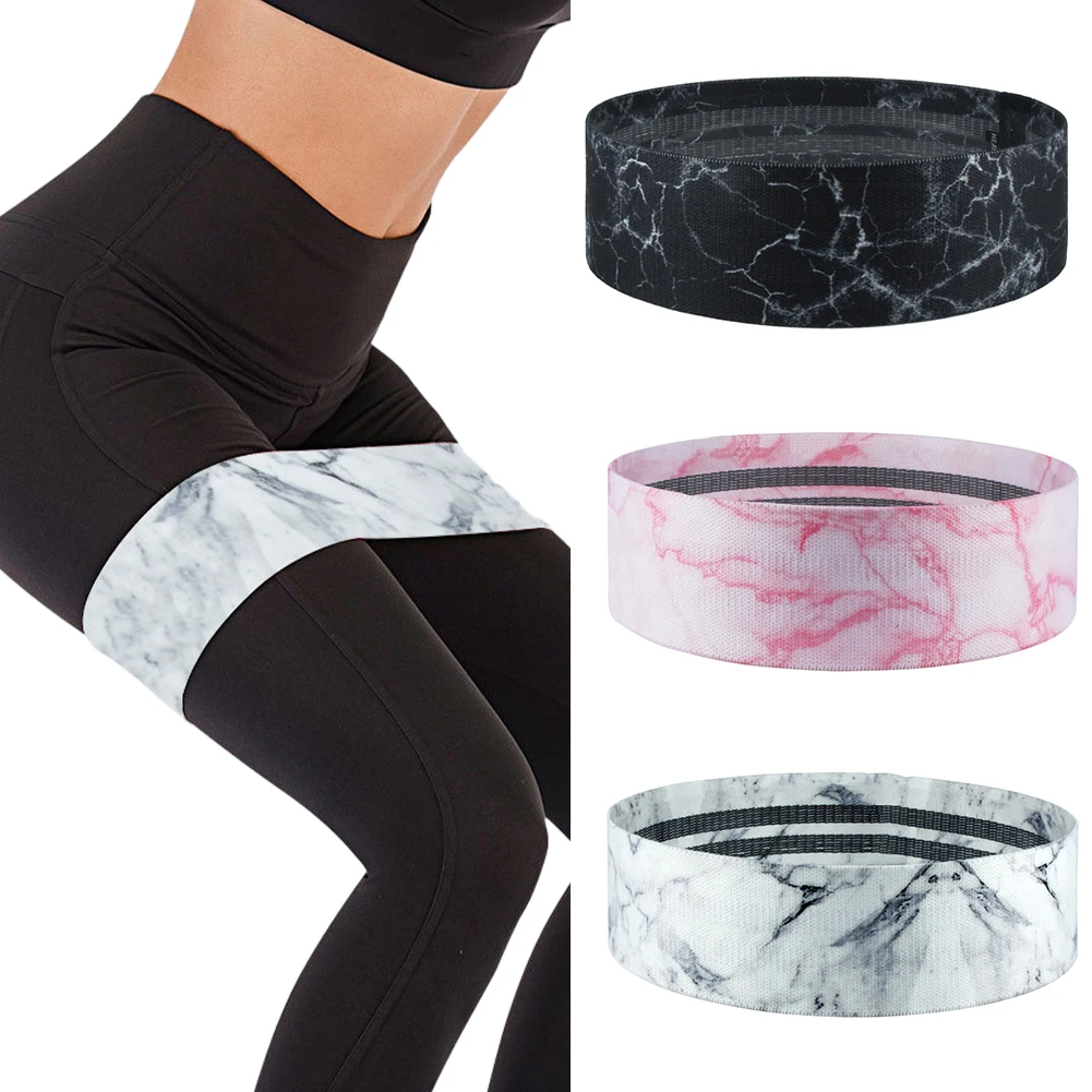 76*8CM Marbled Yoga Fitness Weight Loss Squat Butt Stretch Band Strength Training Stretch Shaping Cotton Resistance Band