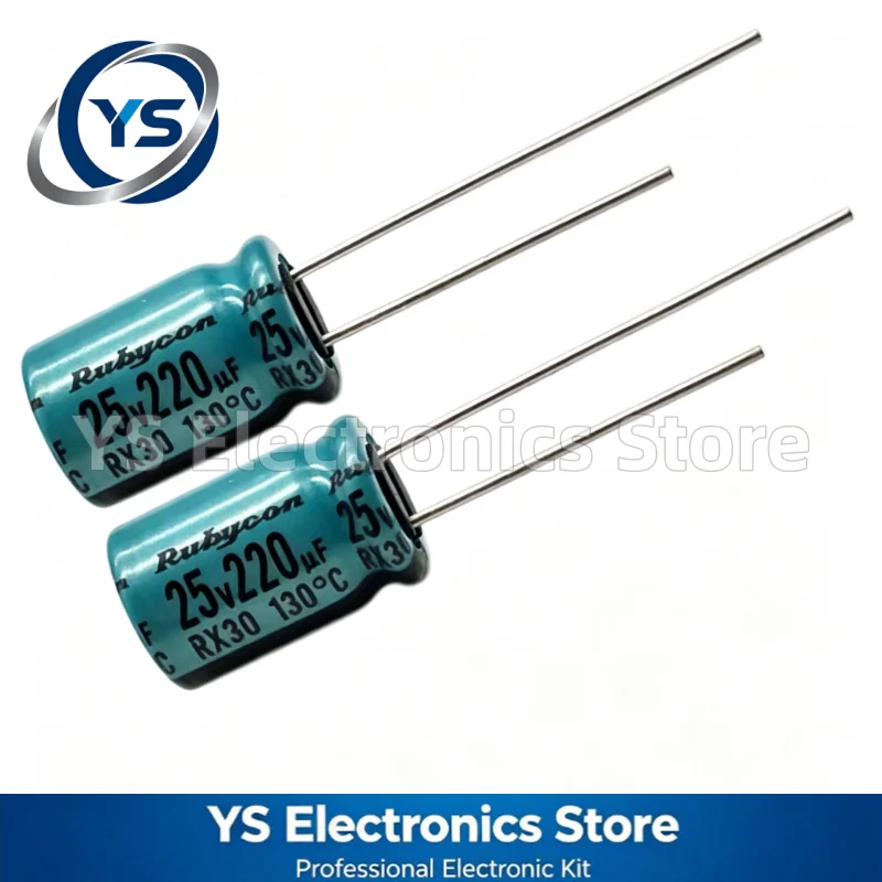 Rubycon RX30 Series 25V220UF 8x11.5mm 25RX30220M8X11.5 High-temperature Resistant 130-degree Electrolytic Capacitor 20% 220UF25V