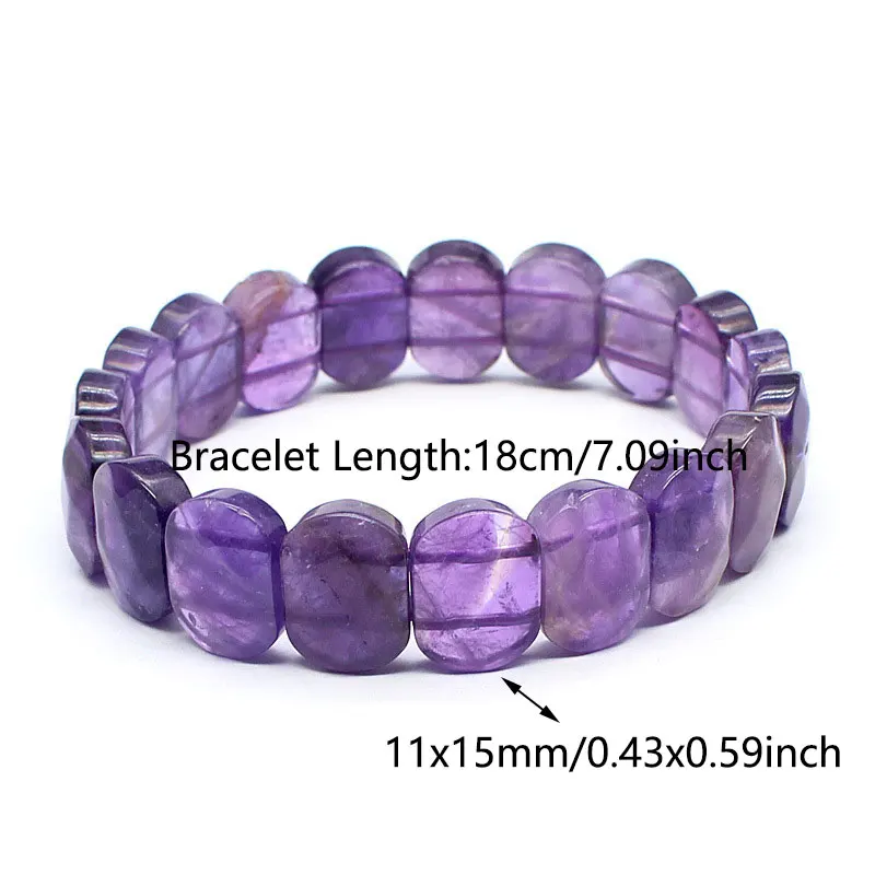 1pc Naturstein Quadrat Perlen Strang Armband Amethyst Rosenquarz Healing Kristall Armreif Schmuck für Frauen Männer Geschenk – Detail 7