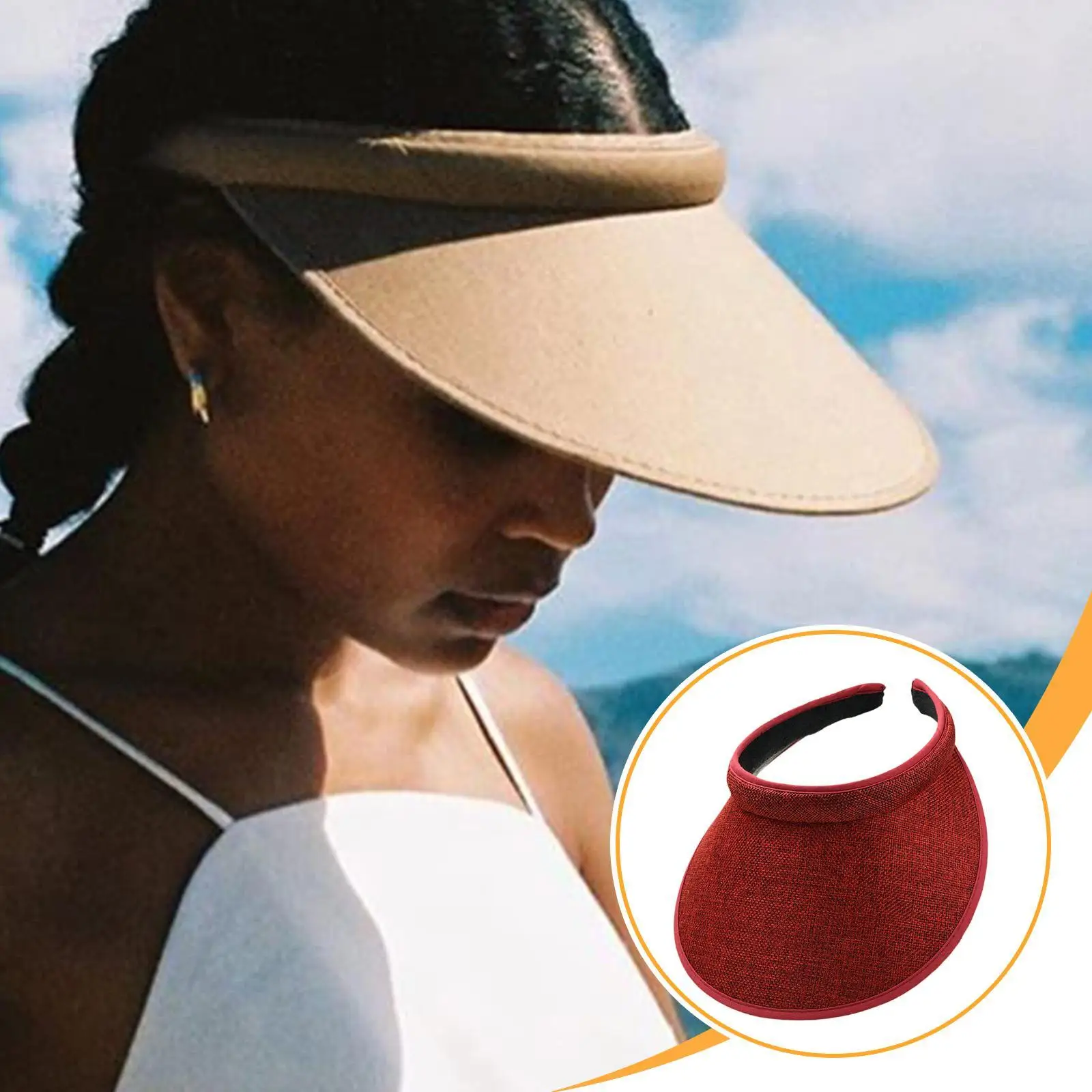 Breathable Sun Visor Hat Sweat Absorbent Adjustable UV Protection Cap for Cycling Running Golf Beach Cycling Fishing Activities
