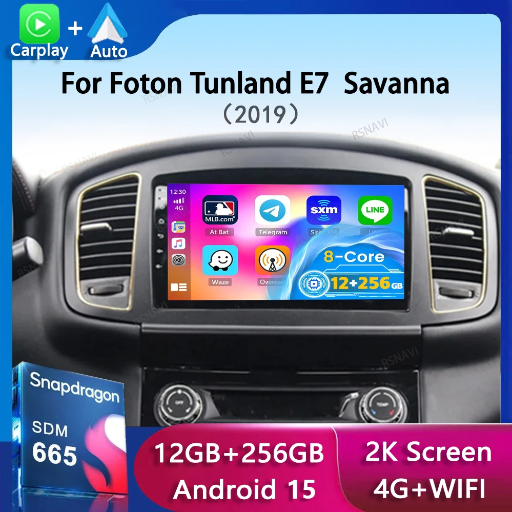 Android 15 Carplay Car Radio For Foton Tunland E7 / Savanna 2019 Multimedia Player Navigation GPS DSP WIFI Stereo Head Unit 2din