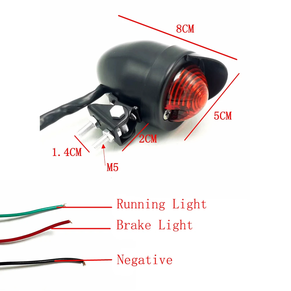 1pc Black/Chrome Retro Motorcycle Tail Light Motorbike Rear Running Brake  Taillight Stop Lamp Universal