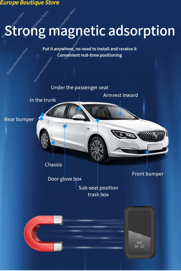 جهاز تحديد المواقع للمركبة GF-22 جهاز تتبع GPS صغير محمول للسيارة جهاز تتبع GPS مغناطيسي قوي مضاد للضياع تطبيق موقع GPS