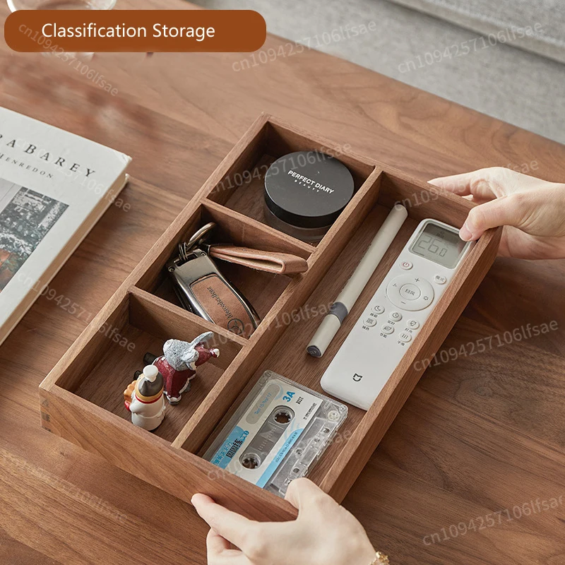Solid wood entrance desk miscellaneous coffee table office key storage box jewelry cosmetics stationery sorting box tray
