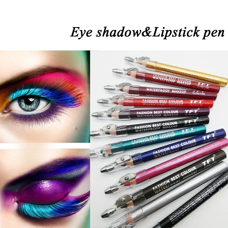 1 Pcs 2 In 1 Multifunctional Eyeshadow Lipstick Pen Professional Womens Makeup Cosmetic Tools Waterproof Long Lasting Lip Liner