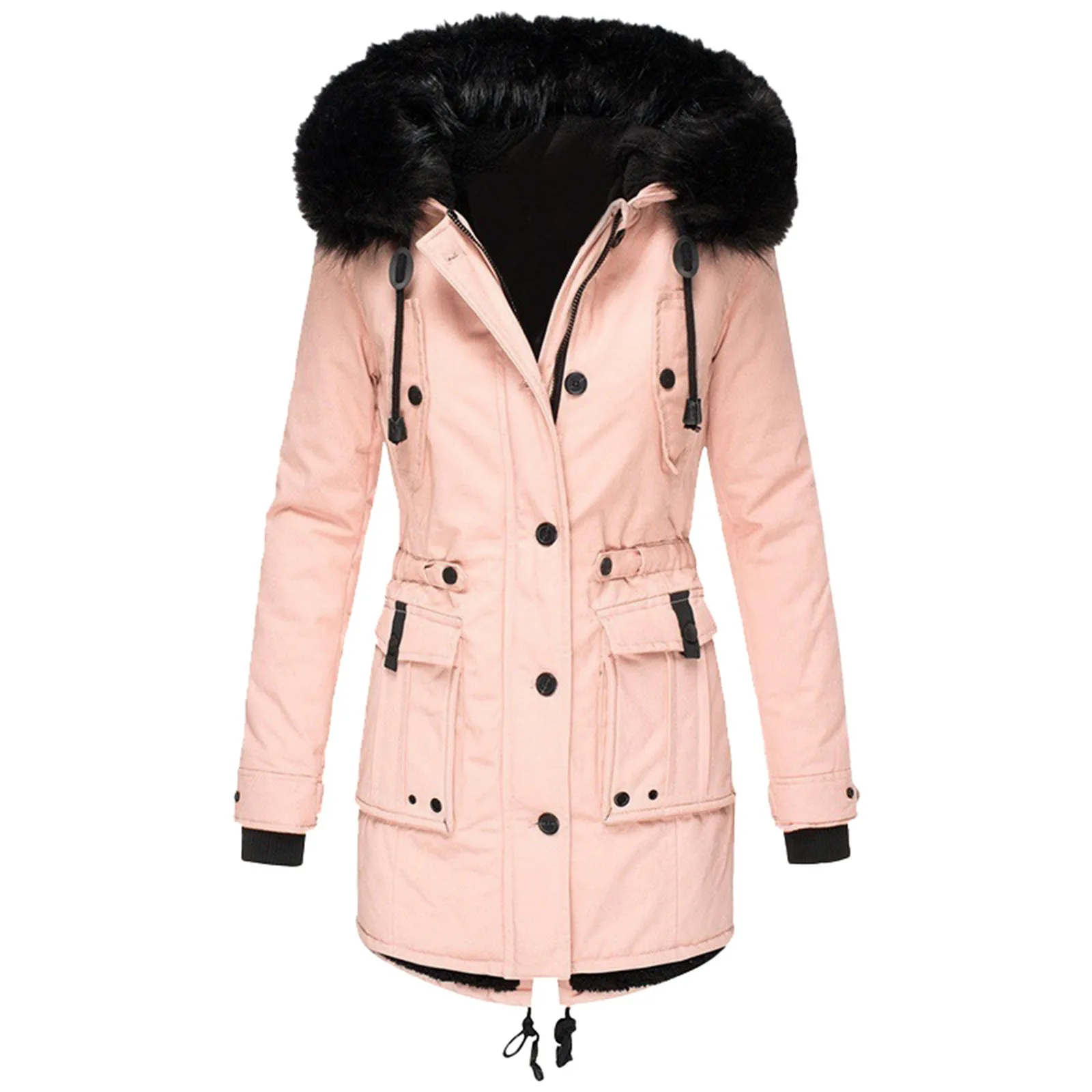 

Women's Winter Jacket Warm Coat Jacket Outwear Faux Lined Trench Winter Hooded Pocket Thick Warm Womens Lightweight Coat