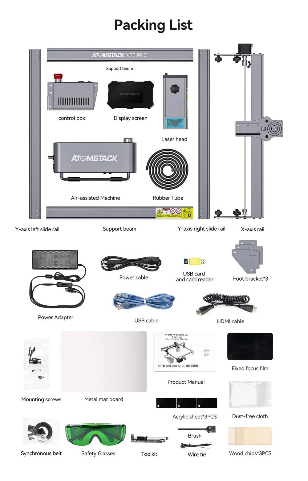 ATOMSTACK X20 PRO 130W Combo Set Desktop Stampante FAI DA TE Quad Core la.ser Modulo Router di CNC Macchina Da Taglio la.ser Macchina Per Incidere