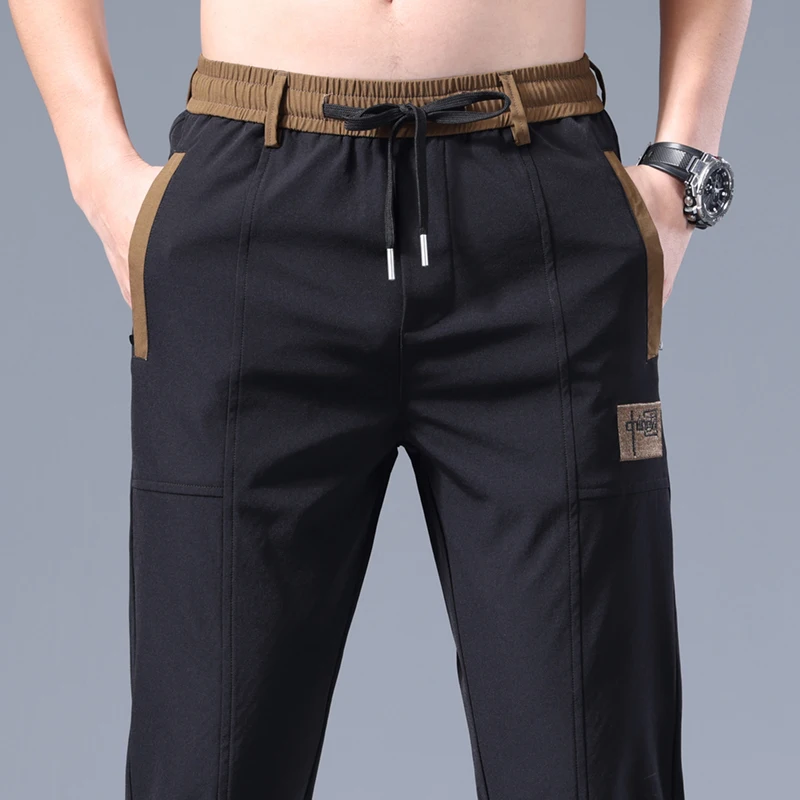 Men's Pants Summer New Black Gray Thin Business Casual Golf Pants Outdoor Elastic Breathable Straight Leg Sweatpants