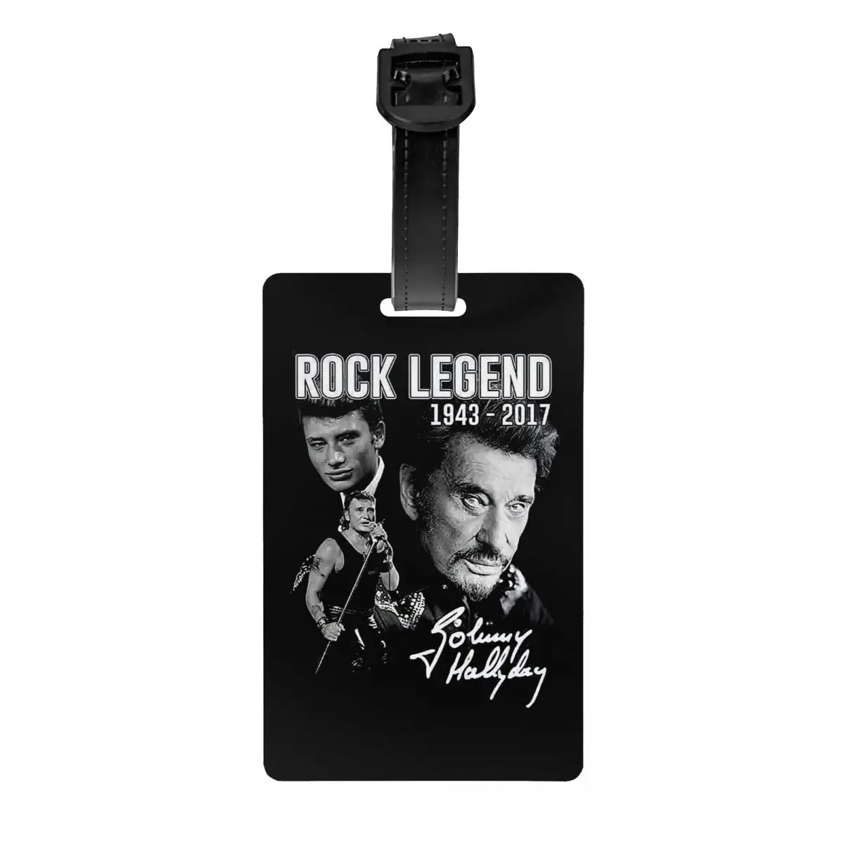 Custom Johnny Hallyday Luggage Tag With Name Card France Rock Singer Privacy Cover ID Label for Travel Bag Suitcase