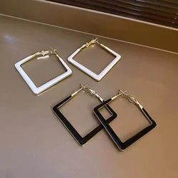 Pendientes cuadrados geométricos de aguja de plata 925, anillo de viento fresco de Metal coreano, pendientes de temperamento exagerado con personalidad, nuevo