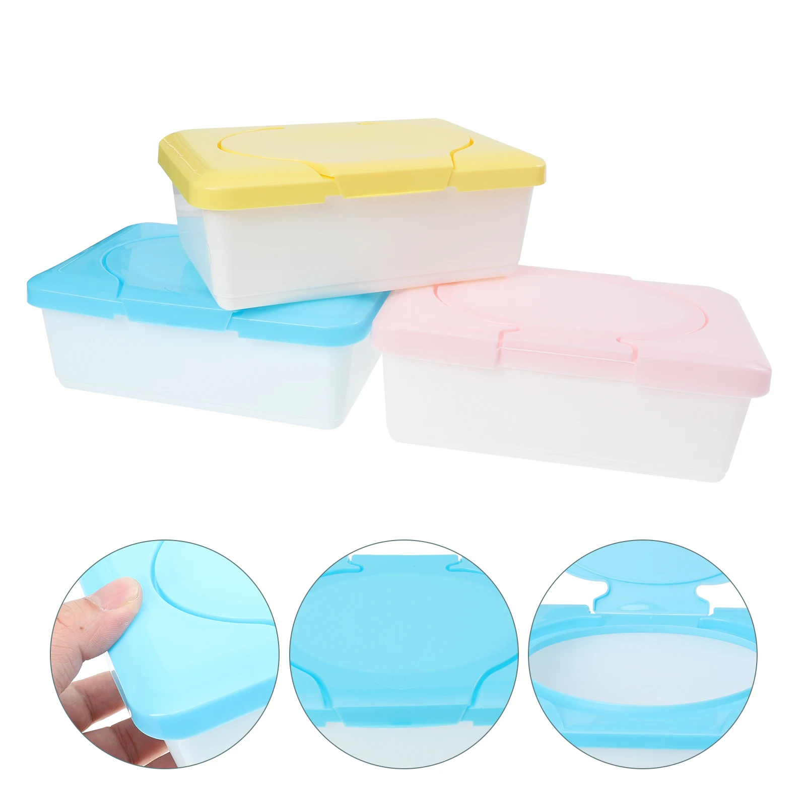 

3pcs Wet Wipes Box Baby PP Wet Tissue Case Holder Portable Travel Storage Container for Infant Reusable Dispenser Easy
