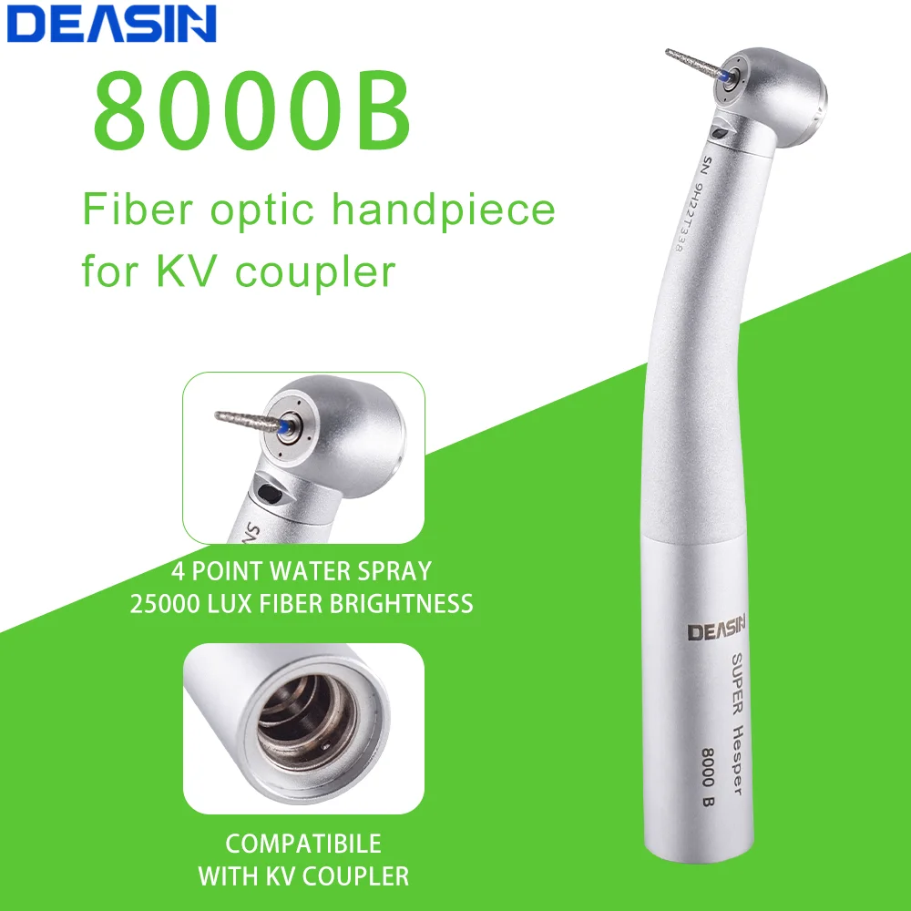 

8000B Fiber Optic Dental High Speed Handpiece Torque Head Air Turbine Ceramic Bearing Compatible with KAVO 2/4/6 Hole Connectors