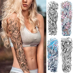 Large Full Arm Sleeves Phoenix Peony Crane Waterproof Temporary Tattoo Sticker Chinese Style Fake Tatoo Men Women Body Art Color