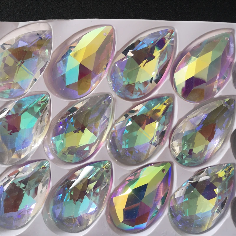 38mm-76mm AB Crystal Chandelier Almond Part Pendant Glass Trimming Parts Ornament Crystal Prism For Wedding