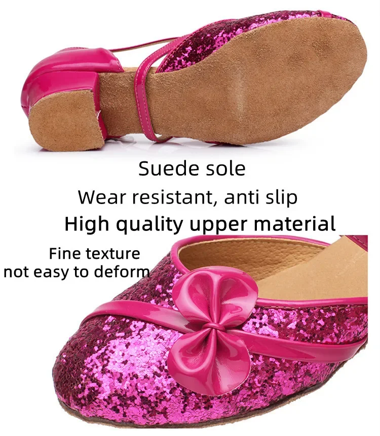 Children Dancing Shoes Kids Closed Toe Latin Salsa Tango Ballroom Dance Shoes Low Heels Women Girls Zapatos Baile Mujer Latino