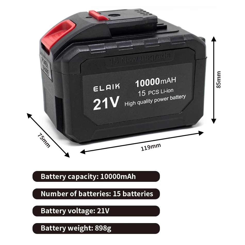 Amoladora angular de motosierra con batería de litio, herramienta de llave eléctrica, batería de máquina de cañón de aire especializada, 21V, 10000mah