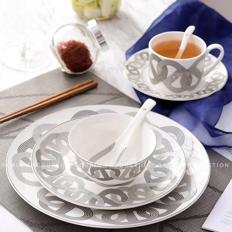 

Fresh Style Bone China Western Food Plate Cup Saucer Steak Decoration Tableware Ornament